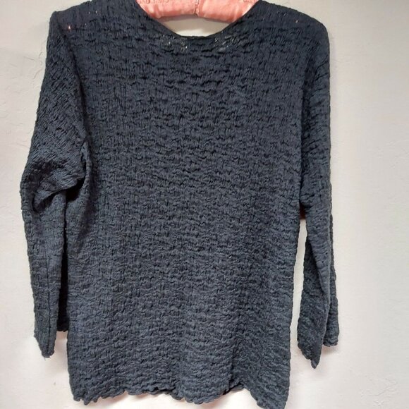 NTCO Nomadic Traders Womens Small Black Knitted Sweater Top V-Neck 3/4 Sleeve - Picture 2 of 7